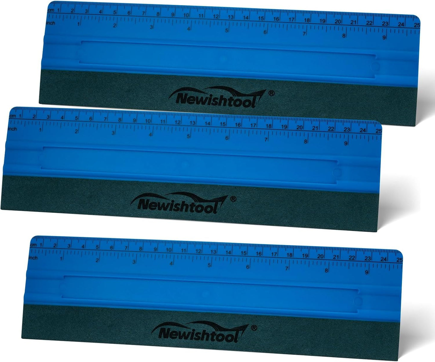 NEWISHTOOL Vinyl Wrap Squeegee for Vinyl, Big Size Wallpaper Smoothing Squeegee, 3 Pack 25CM Decals Squeegee with Ruler & Micro Suede Felt Edge for Sign Making Graphic Window Tint Film Application