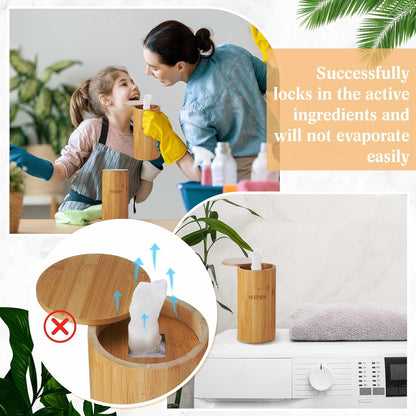 Willinglong Refillable Wet Wipes Dispenser Disinfecting Wipe Container with Magnetic Lid Stylish Decorative Bamboo Holder for Bathroom Kitchen Countertop Home Office Storage Cleaning(Black)