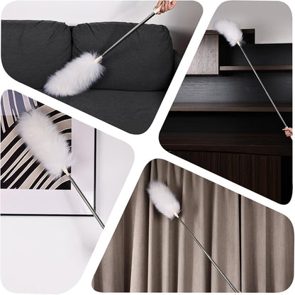 Extendable Cleaning Duster,66.9Inch Telescoping Feather Dusters with Stainless Steel Extension Pole for Cleaning High Ceiling Fan, High Ceilings,Furniture