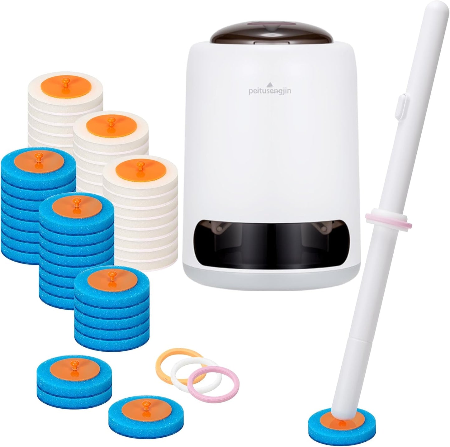 Disposable Toilet Brush,with 24 Refill Heads and Holder,Clean Brush Starter Kit,with 1 Toilet Wand, 1StorageCaddy and,3Fragrant Tablet, Toilet Wand Kit,Deep Cleaning Bathroom.