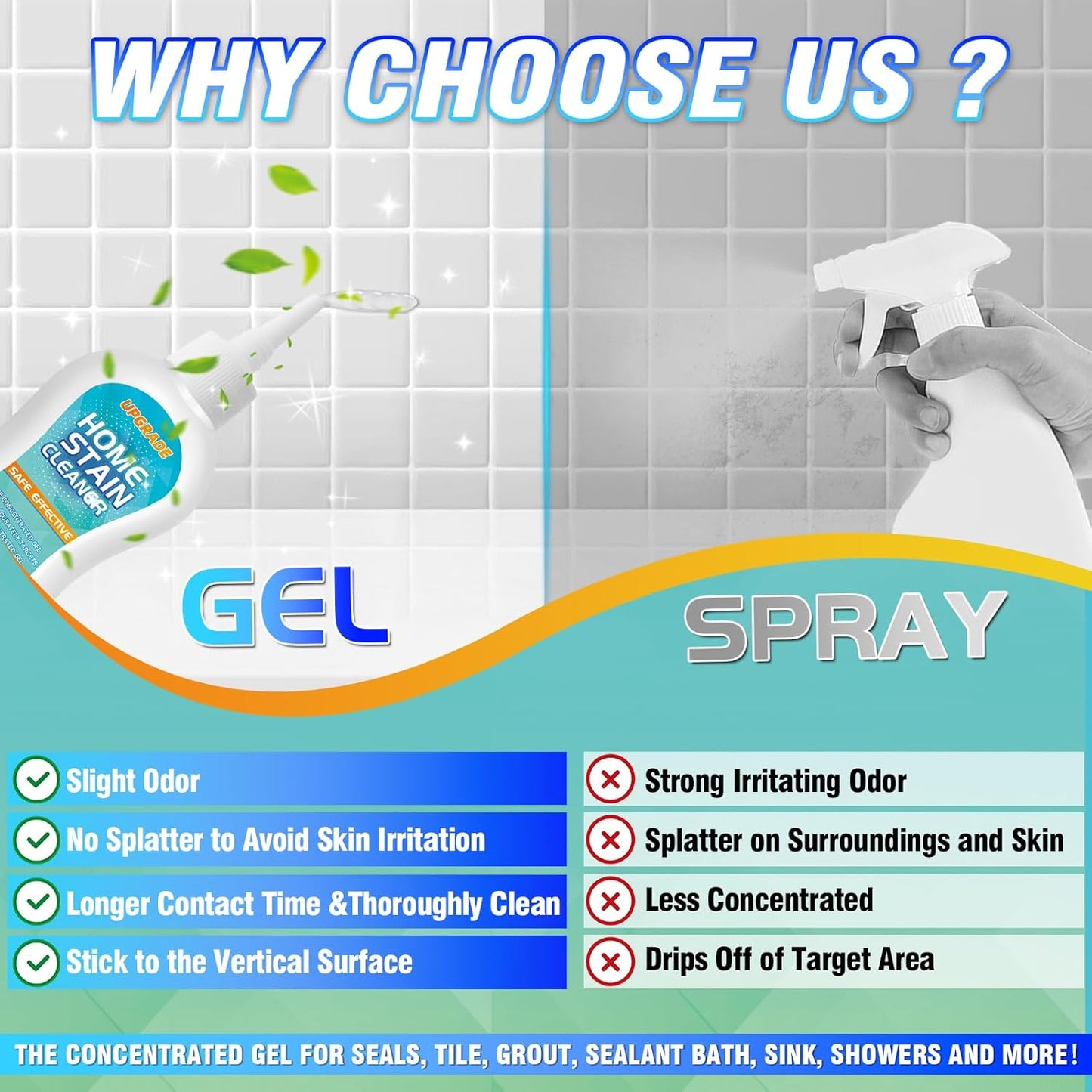 Mold Stain Cleaner Gel, 5.82 Fl oz All-Purpose Gel for Home Use on Washing Machine Gasket, Bathroom Grout, Sink, Shower, Caulk, and Front Loader Seal
