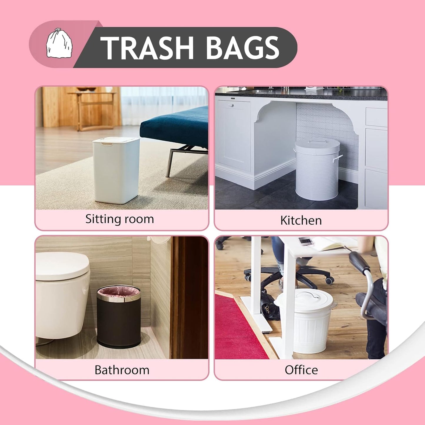 Teivio Small Trash Bags 4 Gallon 120 Counts Garbage Bags, Bathroom Trash Can Bin Liners, Small Plastic Bags for home office kitchen, fit 12-15 Liter, 3,3.5,4.5 Gal, Clear