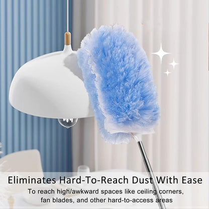 30 Count Duster Refills with Extension Pole, 360 Degree Disposable Dusters Refill Kit Compatible with Swiffer, 3.6FT Extendable Dusters for Cleaning Furniture, Blinds, Ceiling Fans, Walls