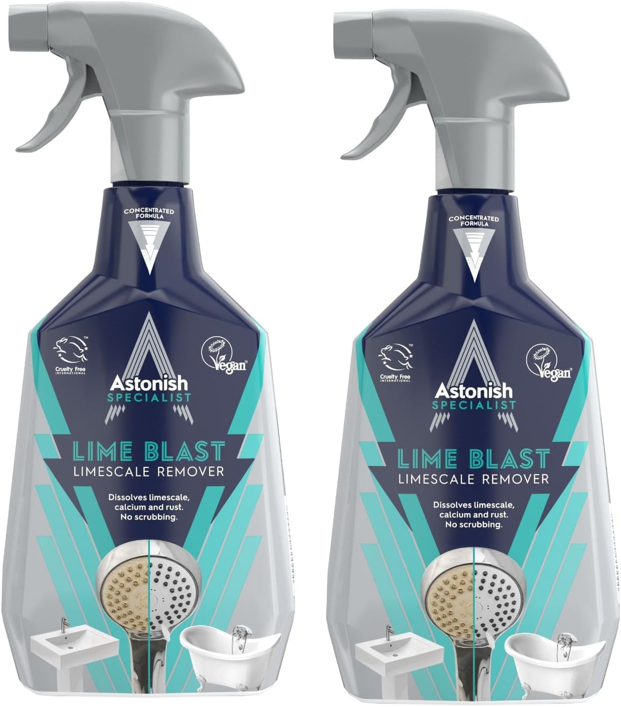 Astonish Specialist Ultimate Limescale Remover Cool Eucalyptus - No Scrub Cleaner Tackles Hard Water, Limescale, Rust & Calcium - Cruelty Free Bathroom & Kitchen Cleaning Solution, 750ml Spray Bottle