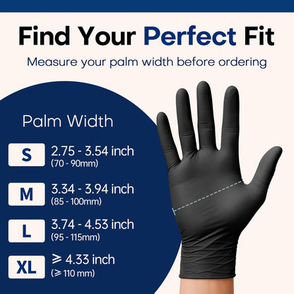 Supmedic Medical Soft Max™ Nitrile Exam Gloves, 1000Pcs Latex-Free Powder-Free Food Safe Clean Cooking Disposable Glove Black