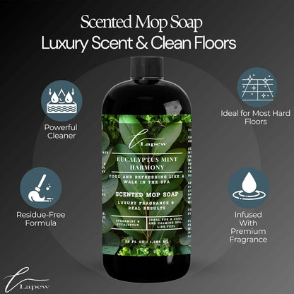 Lapew Black Sea Scented Cleaning Bundle | Carpet Deodorizer Powder (16 oz) & Mop Soap Concentrate (36 oz) | Pet-Friendly Odor Eliminator - Colors A