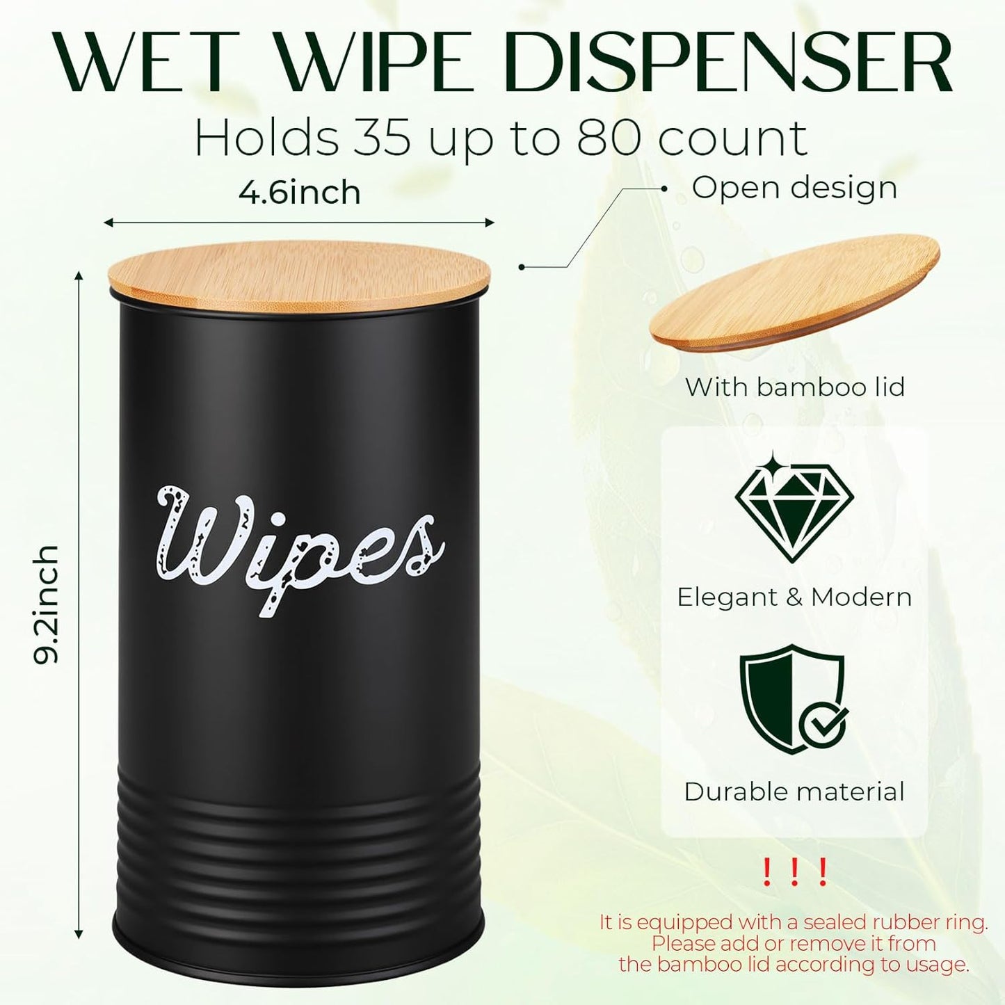 Wipe Holder with Bamboo Lid for Kitchen Disinfectant Wipes Dispenser Farmhouse Countertop Sanitizing Wipe Metal Storage Container Organizer Caddy Bathroom Office up to 80 Cont(Pink)