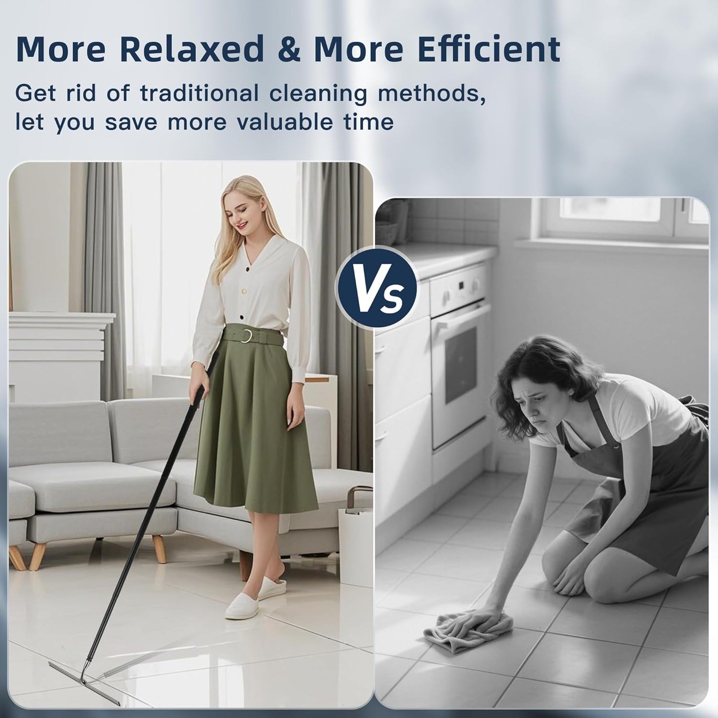 12-51’’ Telescopic Window Squeegee for High Windows, 2-in-1 Window Cleaning Kit with Extra Silicone Blade & Hook, Professional Squeegee for Shower Glass Doors (Window Squeegee for Home)