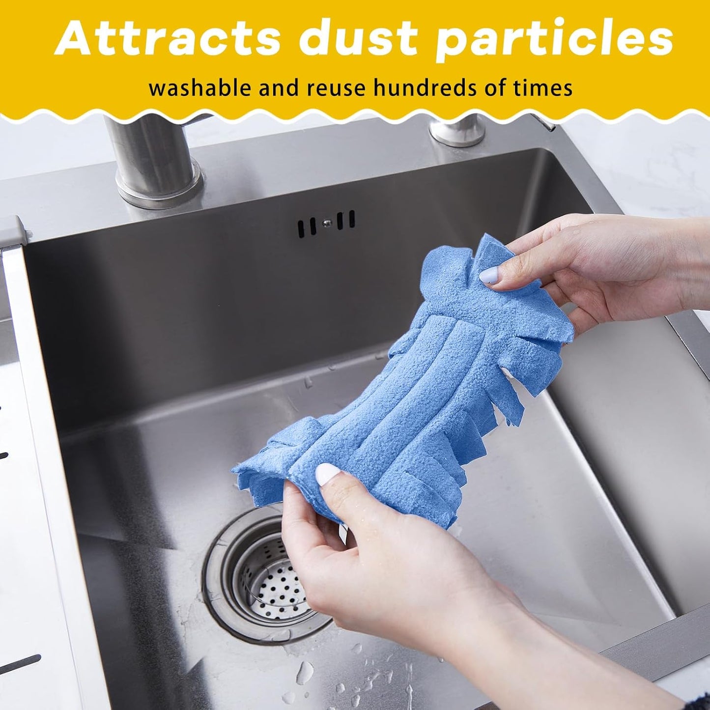 Zubebe 12 Pcs Duster Refill Reusable Fleece Duster Refills Feather Flat Dusters Multi Surface Washable Cleaning Pads Tools for Home, Blinds, Car, Pet, Furniture, Fans (Dark Color)