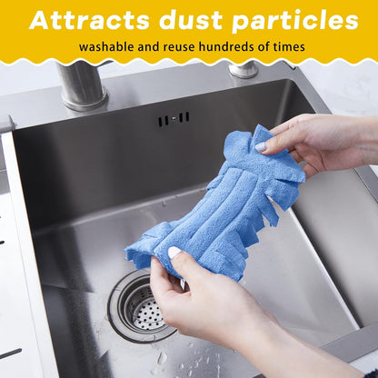 Zubebe 12 Pcs Duster Refill Reusable Fleece Duster Refills Feather Flat Dusters Multi Surface Washable Cleaning Pads Tools for Home, Blinds, Car, Pet, Furniture, Fans (Dark Color)