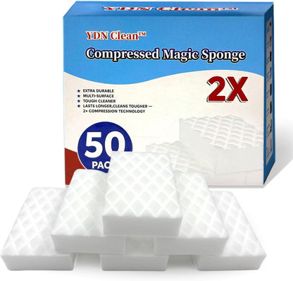 Magic Eraser Sponge 2X Density, Multi-Purpose Long Lasting Melamine Sponge, Water-Activated Cleaning Pads Sponge Eraser for Kitchen, Bathroom, Wall, Shoes & Car Interior, Non-Scratch (20)