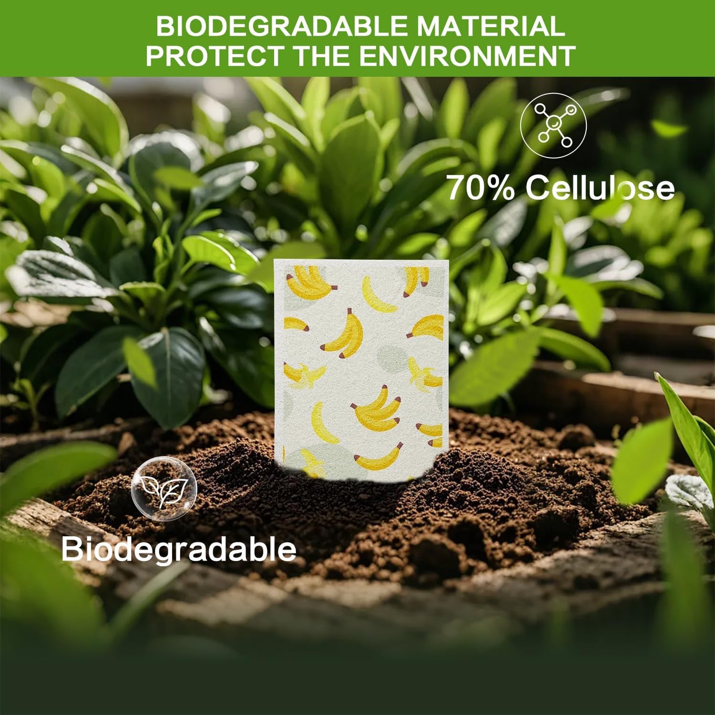 Cellulose Sponges, Large Size 4" x 6" x 1" - Heavy Duty Scrub Kitchen Sponge, Clean Tough Messes Without Scratching Kitchen Cleaning Pads, Pop Up Eco DIY (6 Pack), Green