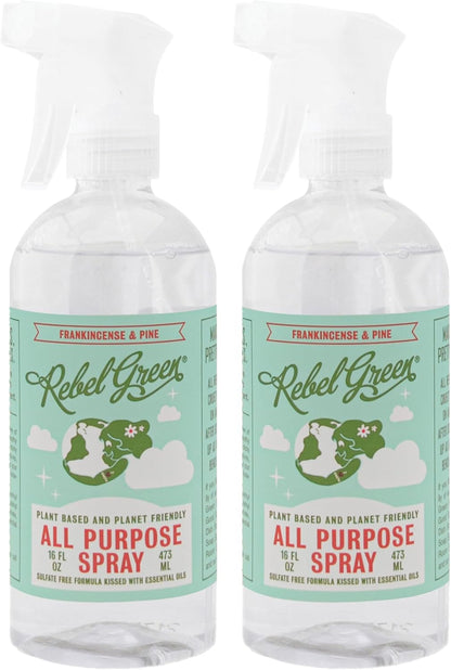 Rebel Green Natural All-Purpose Cleaning Spray - Plant-Derived Multi-Surface Cleaner with Essential Oils for Kitchen, Bath, Countertops and More - Peppermint & Lemon Scent - 16 oz - 1 Pack
