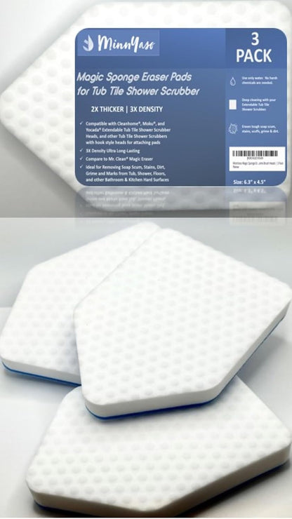 Magic Mopper Sponge Eraser Mop Pad | Compatible with Swiffer Wet Jet and 12" Wet Spray Mops | 12-inch Magic Sponge Eraser Mop Pad | 3 Pack