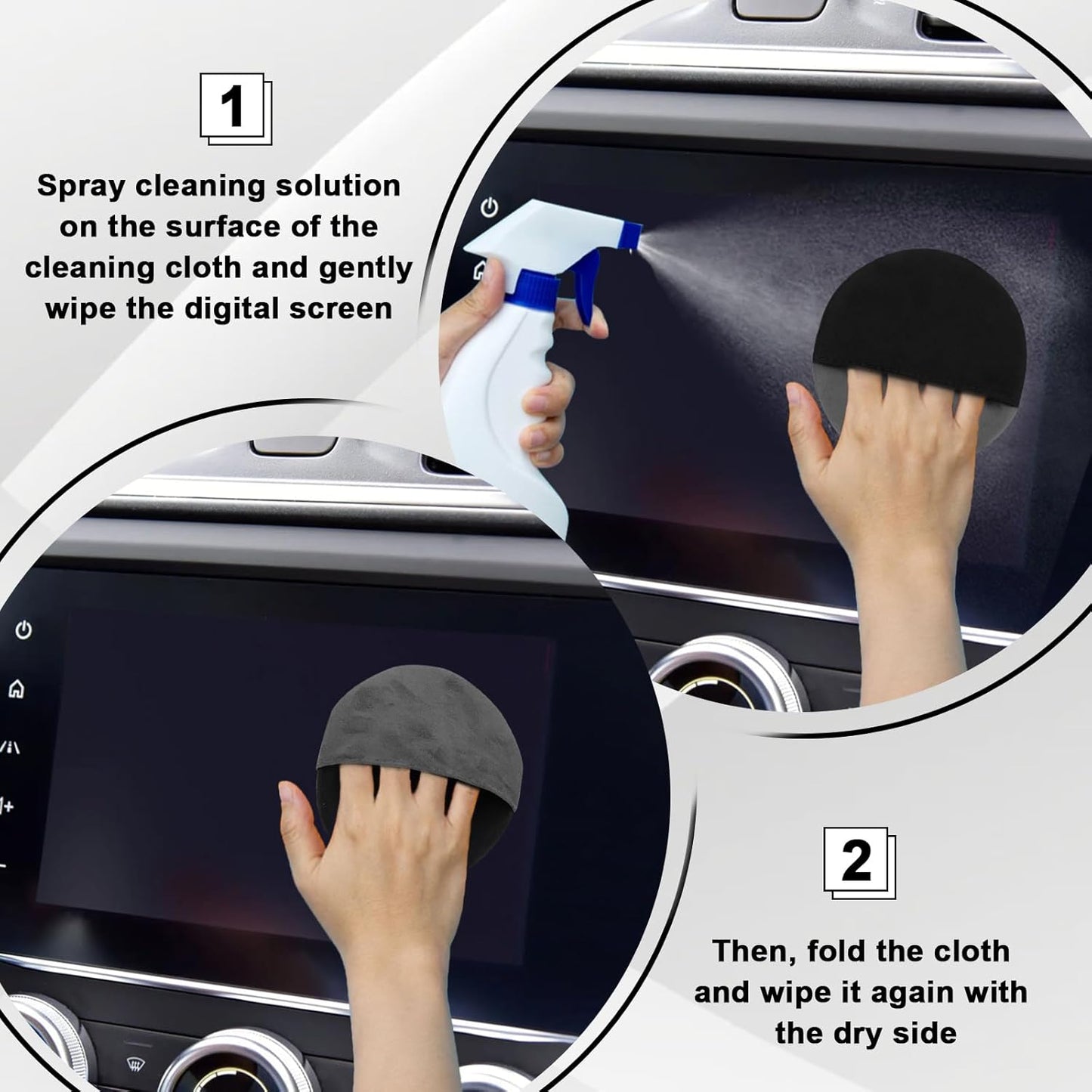 Car Screen Cleaner, 4.1''×4.1'' Microfiber Dashboard Wipes, Square Microfiber Cloth, Car Display Wipes,Vehicle Screen Cleaner Tool universal for Car Dashboard Car Display Car Interior Tools (Black)