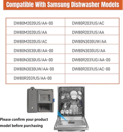 DD81-02202A ，DD81-02628A Dishwasher Detergent and Rinse Aid Dispenser Parts - Compatible with Samsung DW80M2020US, DW80R2031US/UG, DW80N3030US/UW/UB