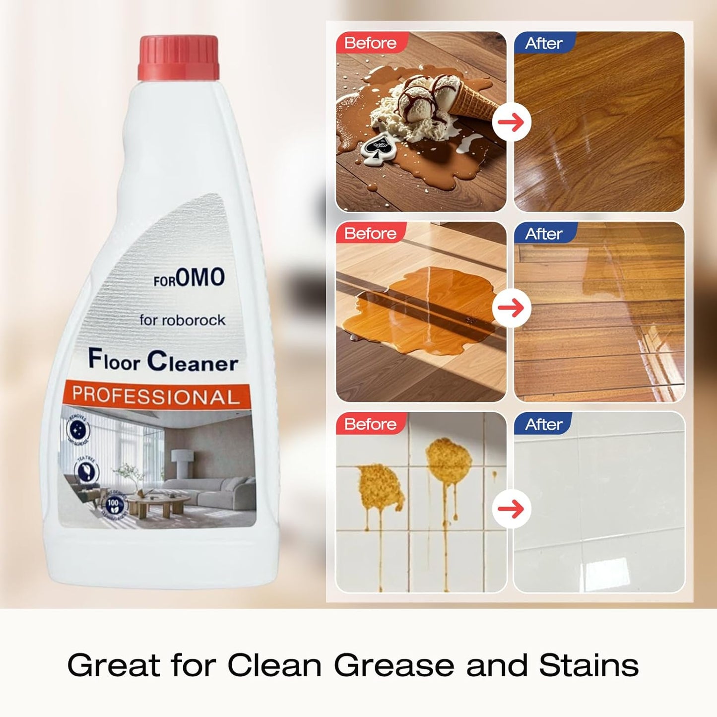 Floor Cleaning Solution Compatible With Roborock Robot Vacuum And Mop Cleaner， Deep Cleans For Multiple Hard Floors, Suitable With All Robot Vacuums With Mopping (2 Bottle)