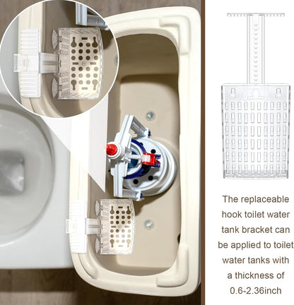 2 Sets Transparent Toilet Tank Carrier with Dual Suction Cup and Adjustable Hook Toilet Tank Cleaner Bracket Can Holder for Dissolved Cleaning Tablets