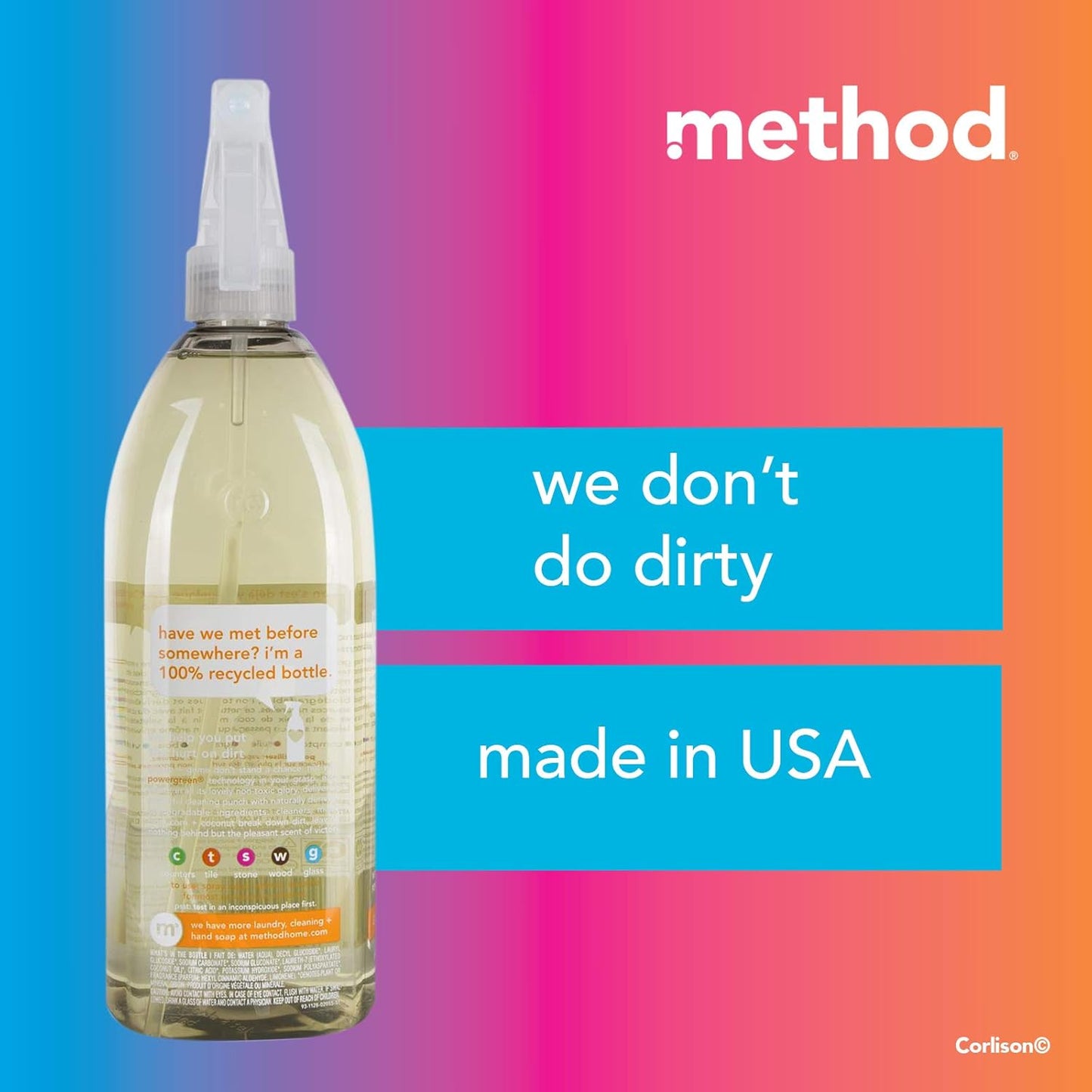 Method Naturally Derived All Purpose Surface Cleaner Spray, Ginger Yuzu, 28 Ounce