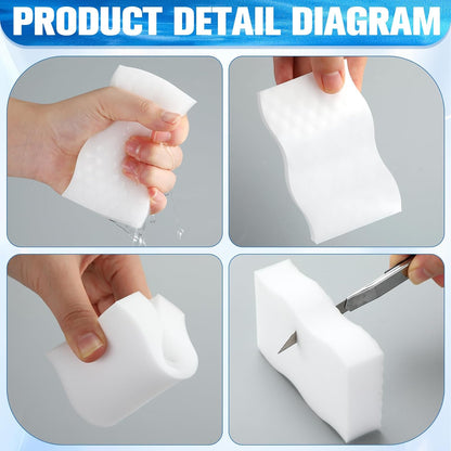 SiliFine Magic Extra Durable Sponge Eraser 3 Layer Density Cleaning Pads in Bulk Thick More Lasting Sponge Eraser for Bathroom Kitchen Floor Bathtub Toilet Cleaner(60 Pcs,White, Blue)