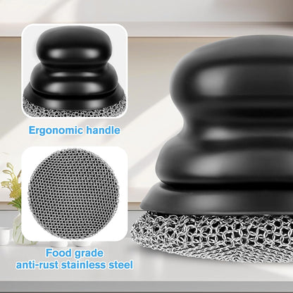 Onewly Cast Iron Scrubber and Scraper, Chain Mail Scrubber Cast Iron for Cleaning Dishes, Stock Pots, Pans, Griddles, Grills, Dish Scouring Pads