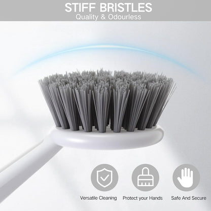Patelai 12 Pack Kitchen Scrub Dish Brush with Long Handle Dish Scrubber with Stiff Bristles Scrub Brushes for Kitchen Dishes Washing Tools, Pots, Pans and Sink Cleaning (Celadon)