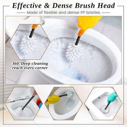 FoldTier 15 Sets Toilet Holder and Brush Set 16.14 Inch Toilet Bowl Cleaner Brush with Caddy Bathroom Scrub Plastic Scrubber with Long Handle for Bathroom Cleaning, Easy to Assemble (White)