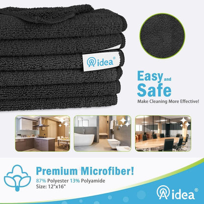 AIDEA Microfiber Cleaning Cloth-50PK, Soft Microfiber Towels for Cars, Absorbent Cleaning Rags, Lint-Free Streak-Free Wash Cloths for House, Kitchen, Window(12in.x12in)