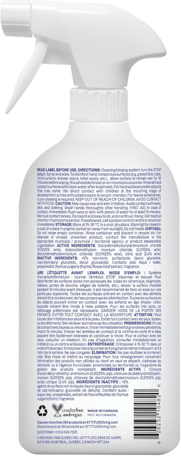 ATTITUDE Fruit & Vegetable Wash, Unscented Food-Safe Produce Wash to Remove Dirt, Wax & Residue, Vegan Plant-Based Produce Cleaner, 27.1 Fl Oz