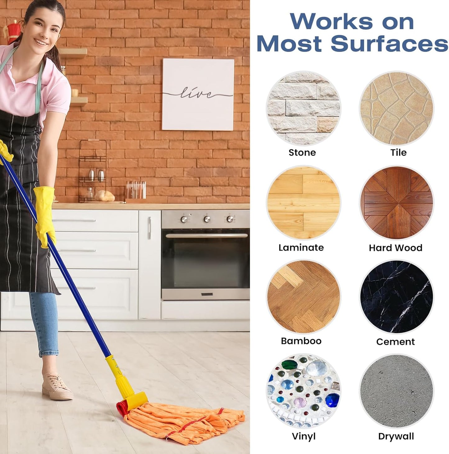 Matthew Cleaning Microfiber Tube Mop(Meduim,Blue,3Pack) Heavy Duty Mop Head Replacement,Excellent Absorbency,Premium launderability,Reusable,Loop end for Home,Commercial&Industrial Use