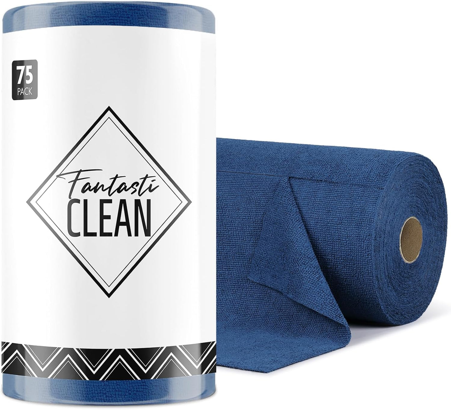 Fantasticlean Microfiber Cleaning Cloth Roll -75 Pack, Tear Away Microfiber Towels, 12" x 12", Reusable, Washable, Scratch Free, Ultra Absorbent Dishcloth for All-Around Cleaning Supplies (White)