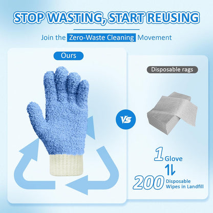 MIG4U Microfiber Dusting Gloves House Cleaning Glove for Blinds, Windows, Shutters, Furniture, and Car, Reusable Lint-Free Pink 1 Pair S/M