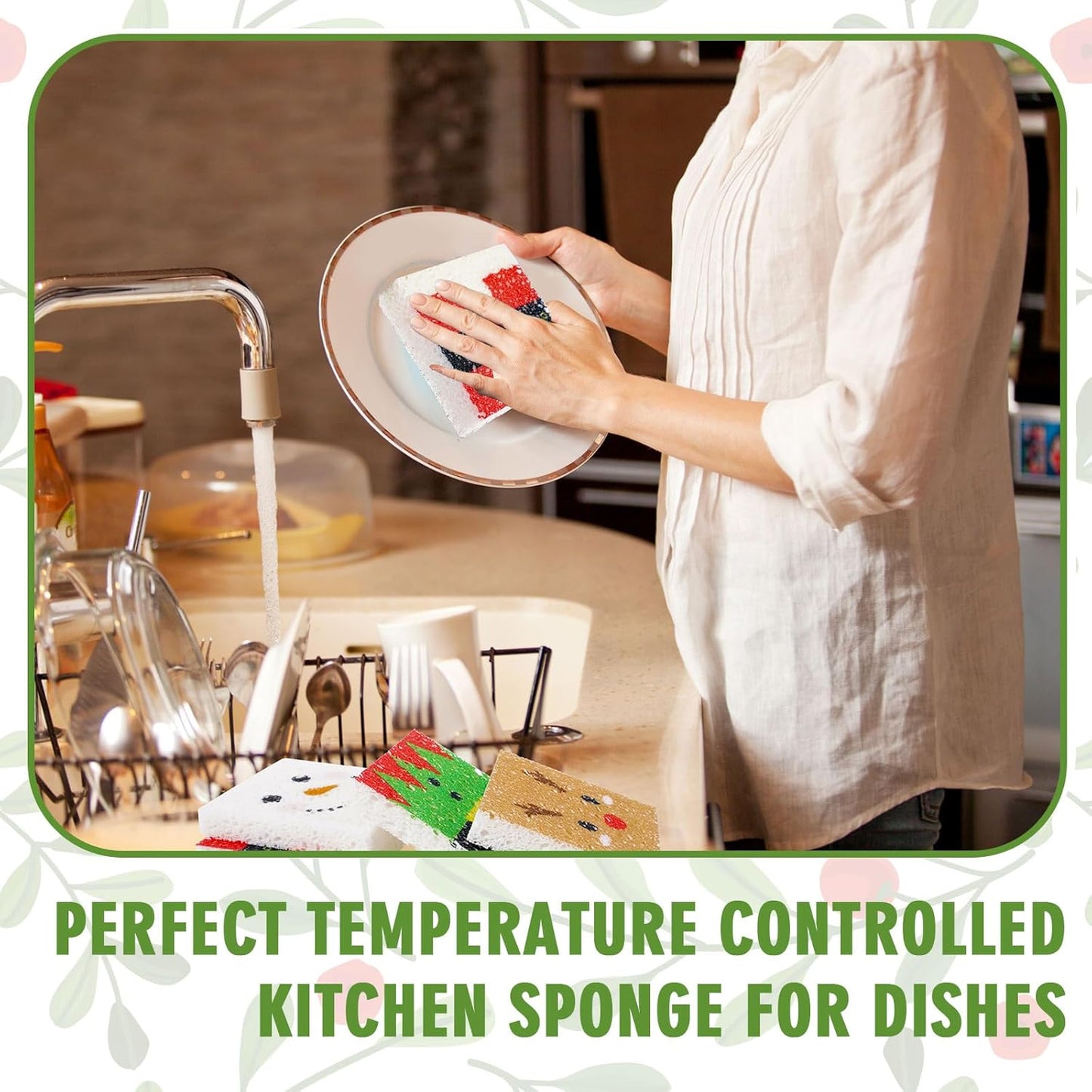 Whaline 8Pcs Starfish Shell Kitchen Sponges Water Absorbing Dish Washing Sponge Summer Sea Snail Starfish Shell Non Scratch Cleaning Scrub Sponges for Summer Home Kitchen Bathroom