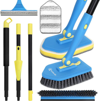 KOKSI Cleaning Brush for Bathroom Kitchen Bathtub Toilet Cleaner All Purpose Shower Sponge Scrubbing Brush with Ergonomic Handle