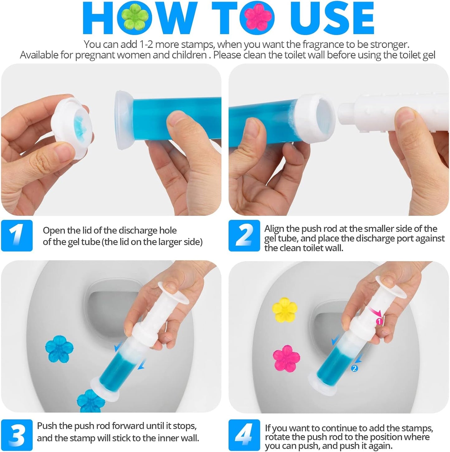 KILOSTEP Toilet Gel, 60 Count 5 Kinds Of Scent Toilet Cleaner Bowl Gel Stamp Kit Air Freshener