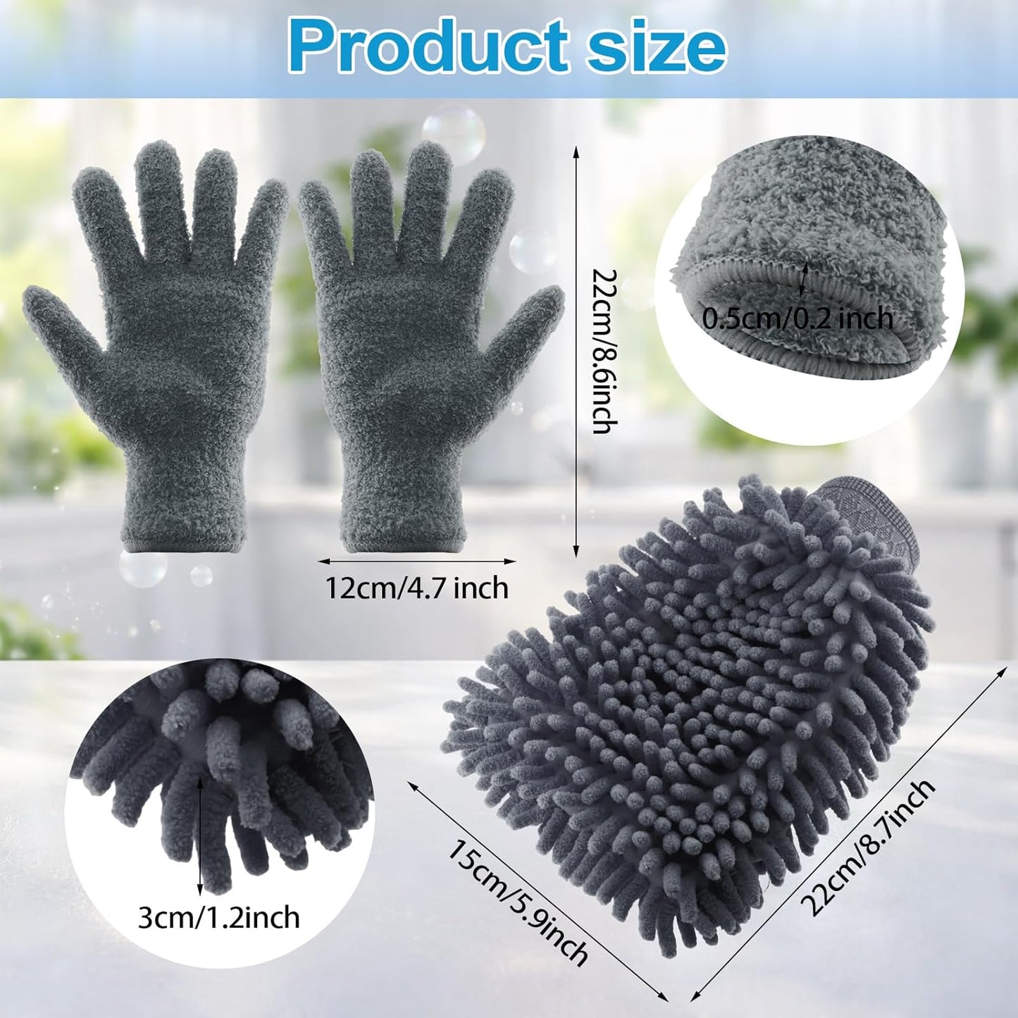 3 Pcs Microfiber Dusting Mitt Gloves Microfiber Plant Cleaning Gloves for Leaf Cleaning Plant Blinds Furniture House (Deep Pink)