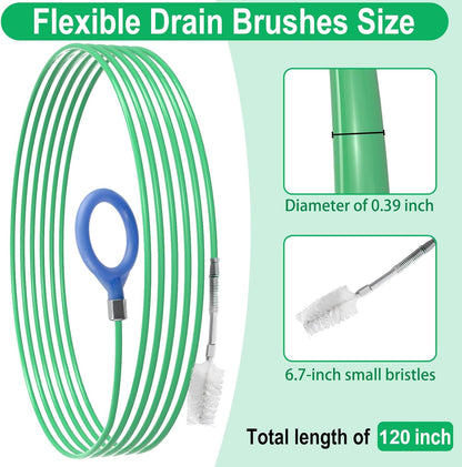 ecocstm Auto Sunroof Drain Cleaning Tool, 120 Inch Flexible Drain Brush, Sunroof Drain Cleaner with Pipe Cleaning Brush, Syringe Hose and Crevice Brush, Cleaning Tool for Drains, Sewers, Windshields