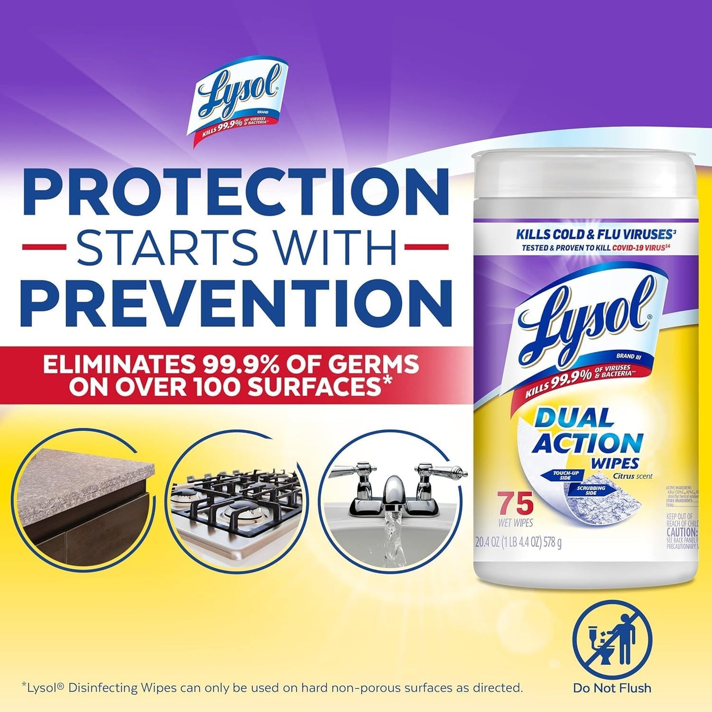 Lysol Disinfecting Wipes Bundle, Home Apartment Dorm Room Essentials and Cleaning Supplies, All Purpose Cleaner, Multi-surface Cleaning & Sanitizing Wipes, Lavender & Mango Scents, 80 Count (4pk)