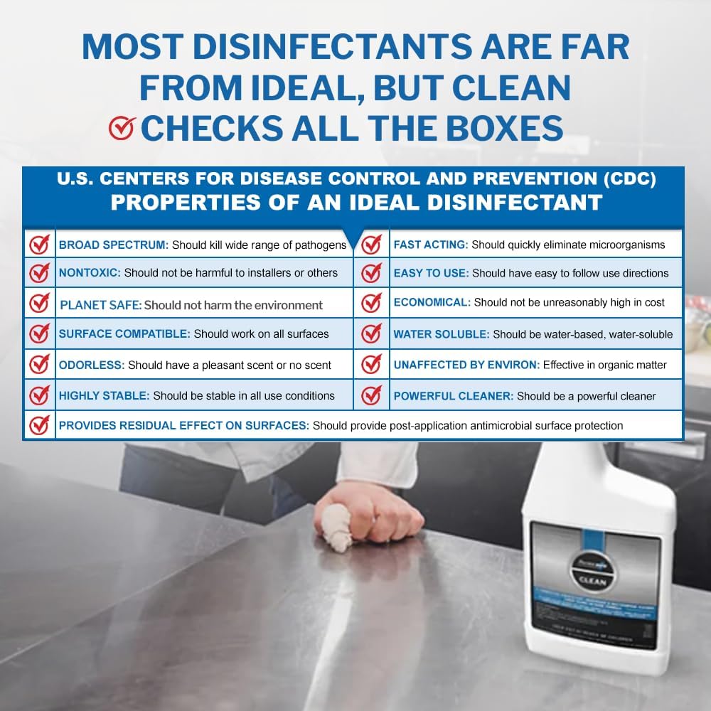 PermaSafe CLEAN 1-Step Disinfectant, Deodorizer & All-Purpose Cleaner; Soft, Hard & Food Surface Sanitizer; Kills 99.9% of Bacteria, Viruses, Molds - Child, Pet, Planet & All Surface Safe (32oz)