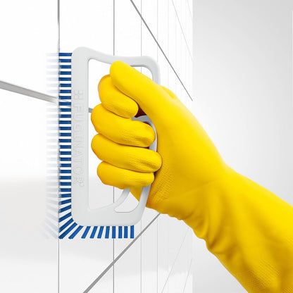 Fuginator Scrub Brush for Tile and Grout: Stiff Nylon Bristle Scrubbing Brush - Bathtub and Shower Scrubber for Floor Joints and Tile Seams - Cleaning Brush (Orange/Blue)