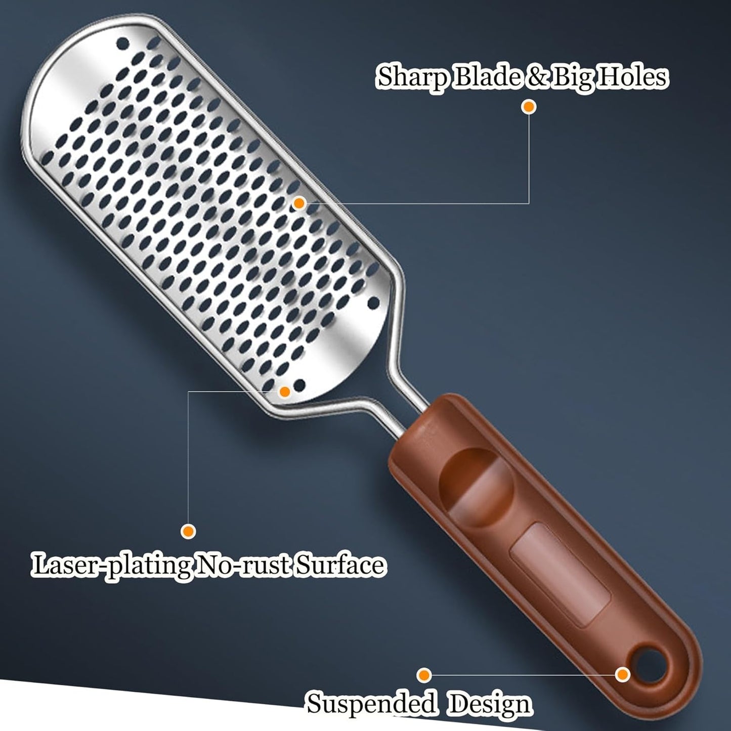 Foot File Foot Scrubber Pedicure, 2 Pcs Stainless Steel Callus Remover for Feet, Professional Foot Grater Rasp Scraper Corns Callous Removers Tool to Hard Skin Corns for Dry and Wet Fee