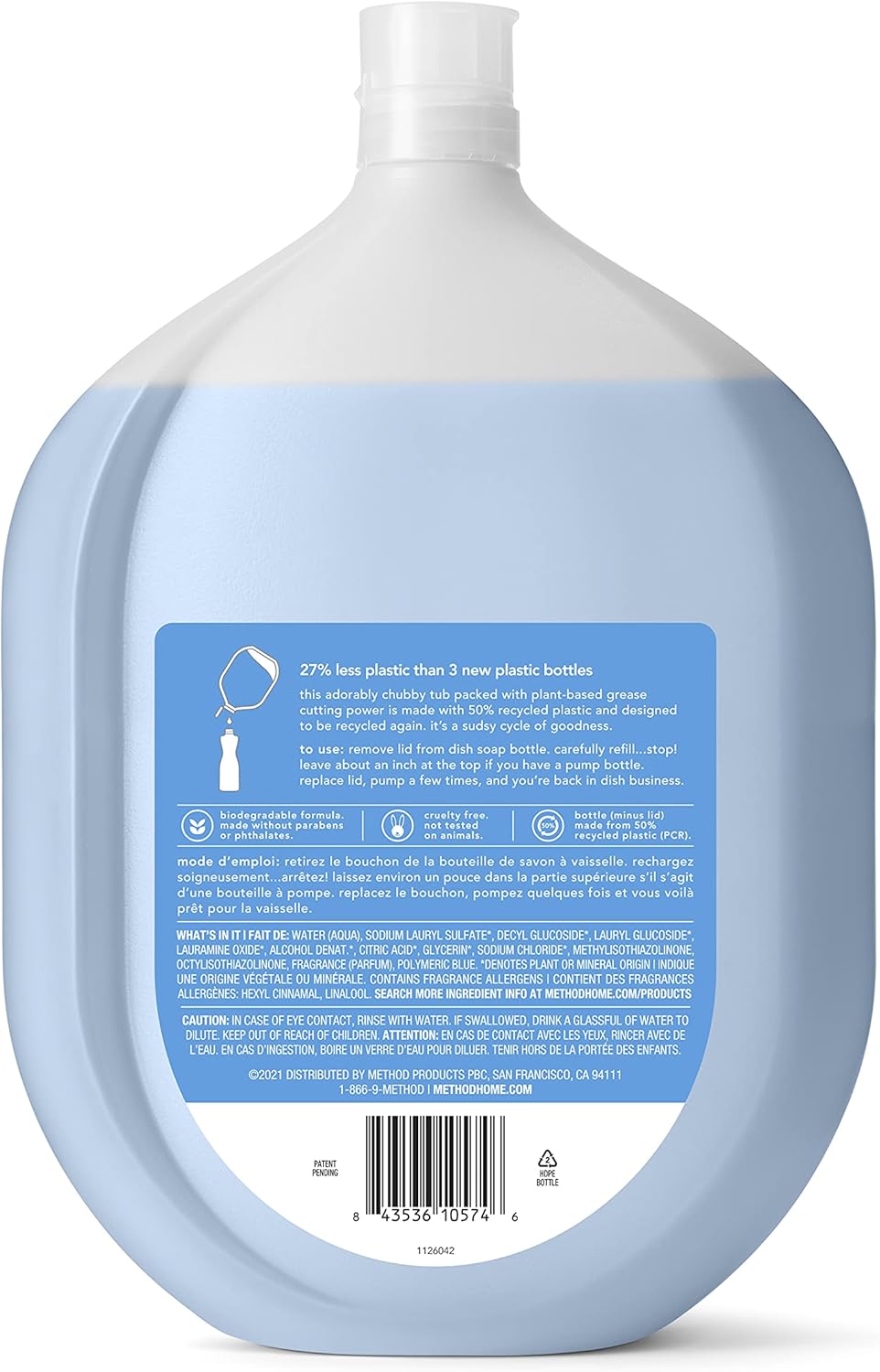 Method Sea Minerals Dish Soap and Refill,18 oz. Dispenser and Dish Soap Refill 54 oz. (Variety Pack)