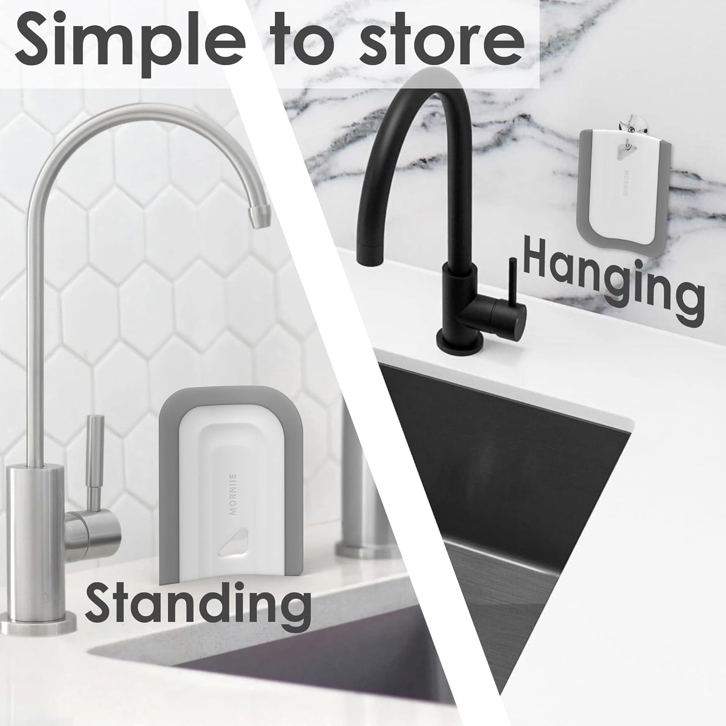 Curved Small Squeegee. Kitchen Sink Squeegee for Sinks, Countertops and Dishes. Multi-Purpose, for Vanity Tops, Bathroom Mirrors, Car Windows and Side Mirrors. 1 Pack
