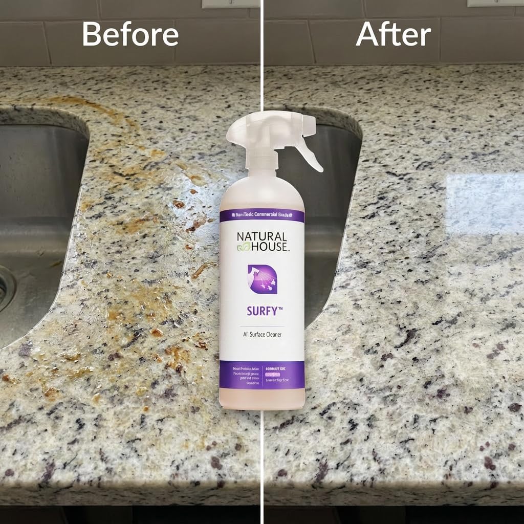 Enzyme All-Purpose Cleaner Spray - Natural House Surfy - Probiotic Multi-Surface Formula - Plant-Based, Septic Safe - Lavender Sage Scent - 32 oz