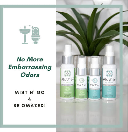 Mist N’ Go by Omaze Travel Bathroom Spray for Toilet Spray Odor Eliminator - Travel Toilet Spray for Bathroom Air Freshener Spray for Bathroom Deodorizer - Clean Mix, Travel Size (1oz x2)