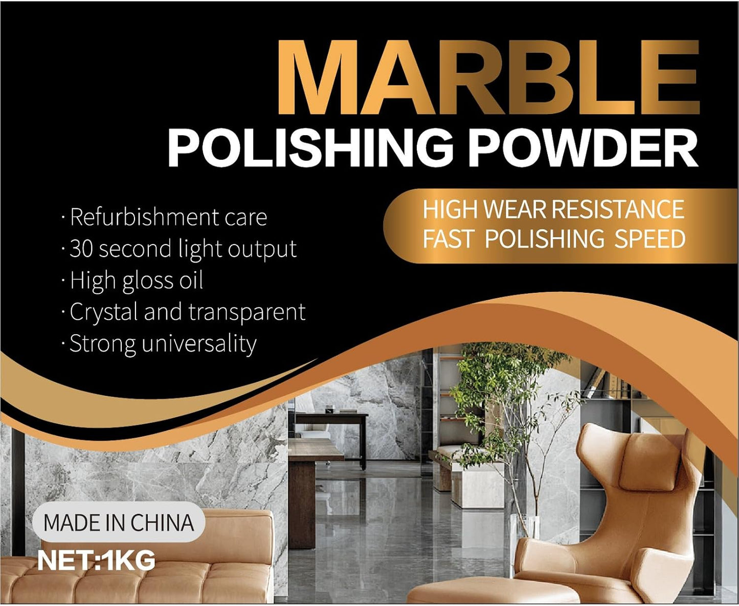 Marble Polishing Powder – for Granite, Marble & Stone Surfaces，Helps Restore Shine and Improve Surface Gloss – For Countertops, Floors & Walls – 2.2 LB(1 Piece)