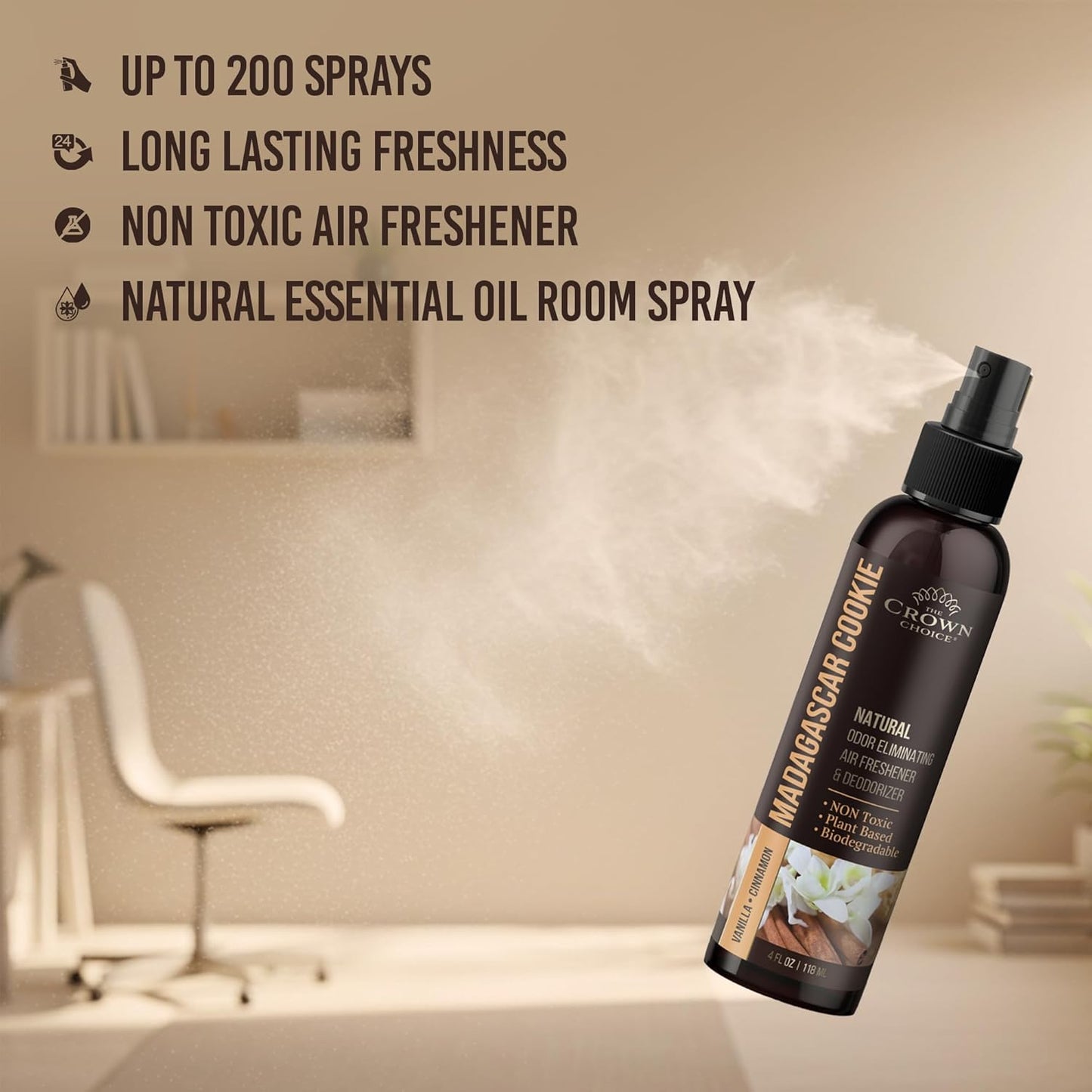Non-Toxic Odor Eliminator,Natural Cedar Air Freshener Spray for Clothes Storage & Moth Repellent,Closet & Couch Deodorizer,Long Lasting Bathroom & Toilet Freshener, Safe for Kids & Pets-4 oz Pack of 1