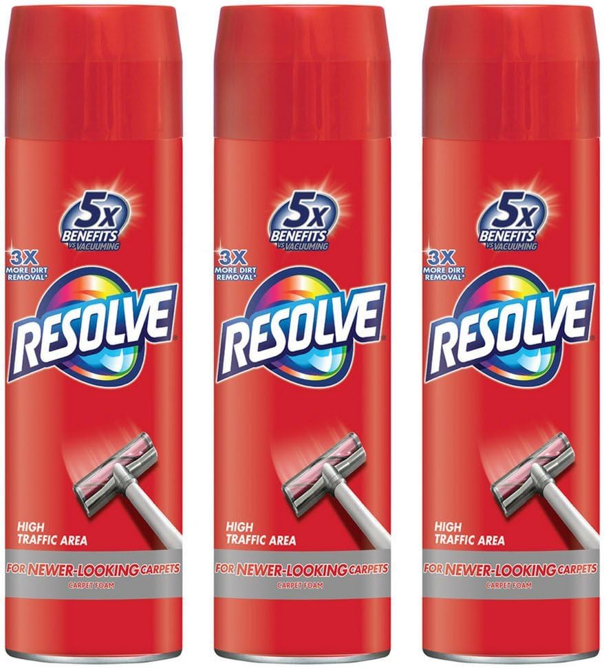 Resolve High Traffic Carpet Foam, 22 oz Can, Cleans Freshens Softens & Removes Stains (Pack of 3)