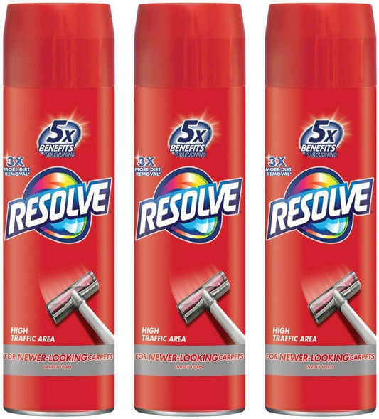Resolve High Traffic Carpet Foam, 22 oz Can, Cleans Freshens Softens & Removes Stains (Pack of 3)