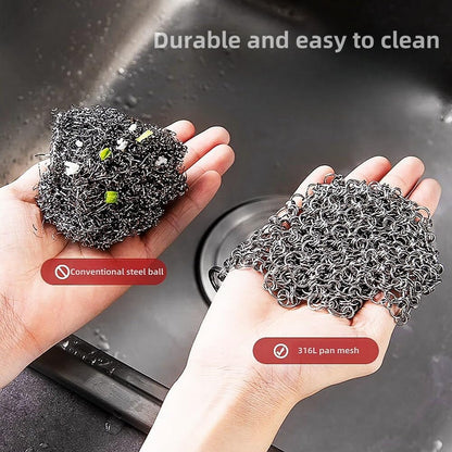 316L Stainless Steel Chain Mail Scrubber pan mesh Cloth for Casting Iron POTS, Frying Pans, pre-Flavor POTS, Cups and Bottles, cast Iron Cleaning, 2 Pieces (7inch)